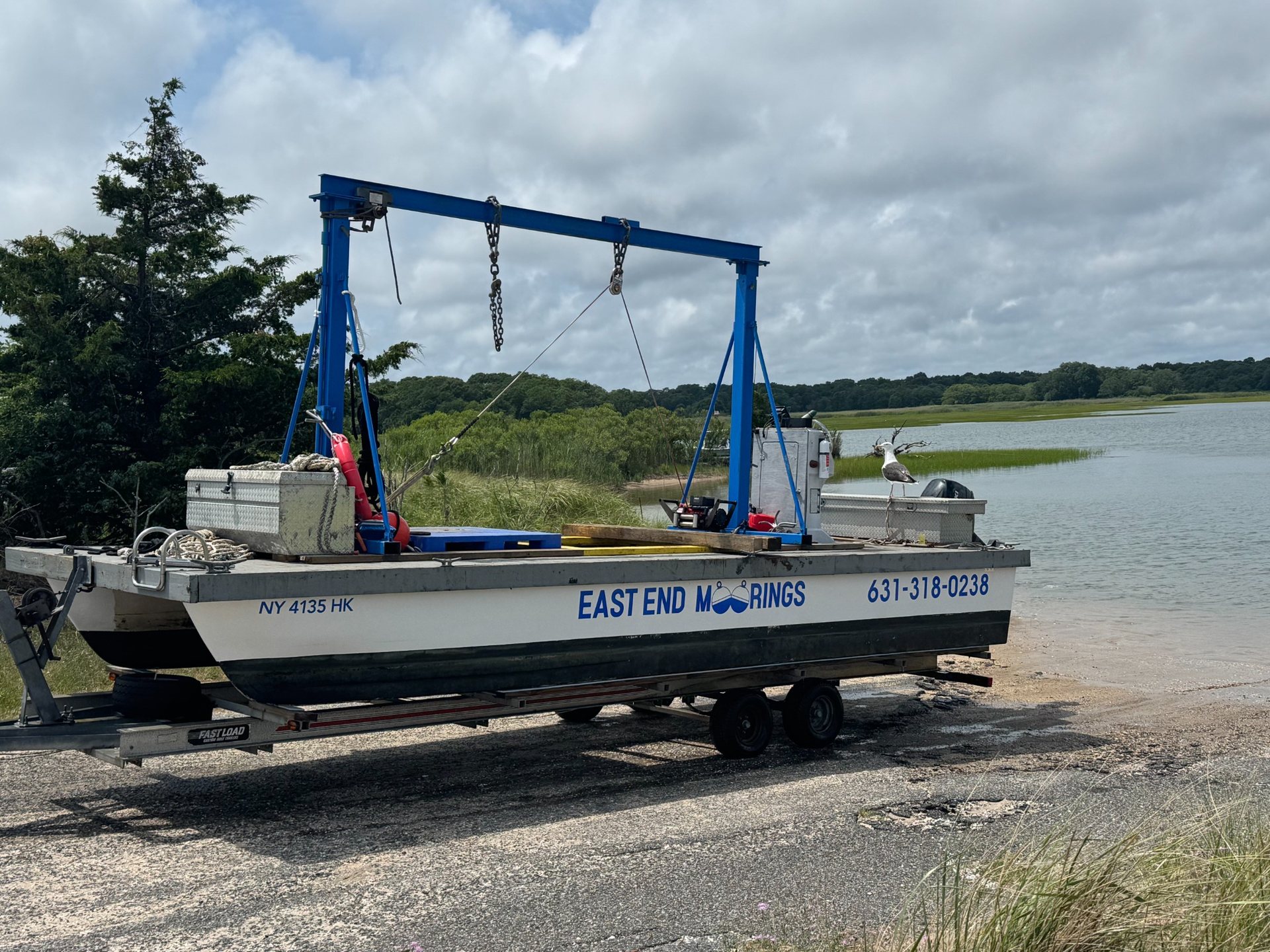 East End Mooring work barge performing marine operations