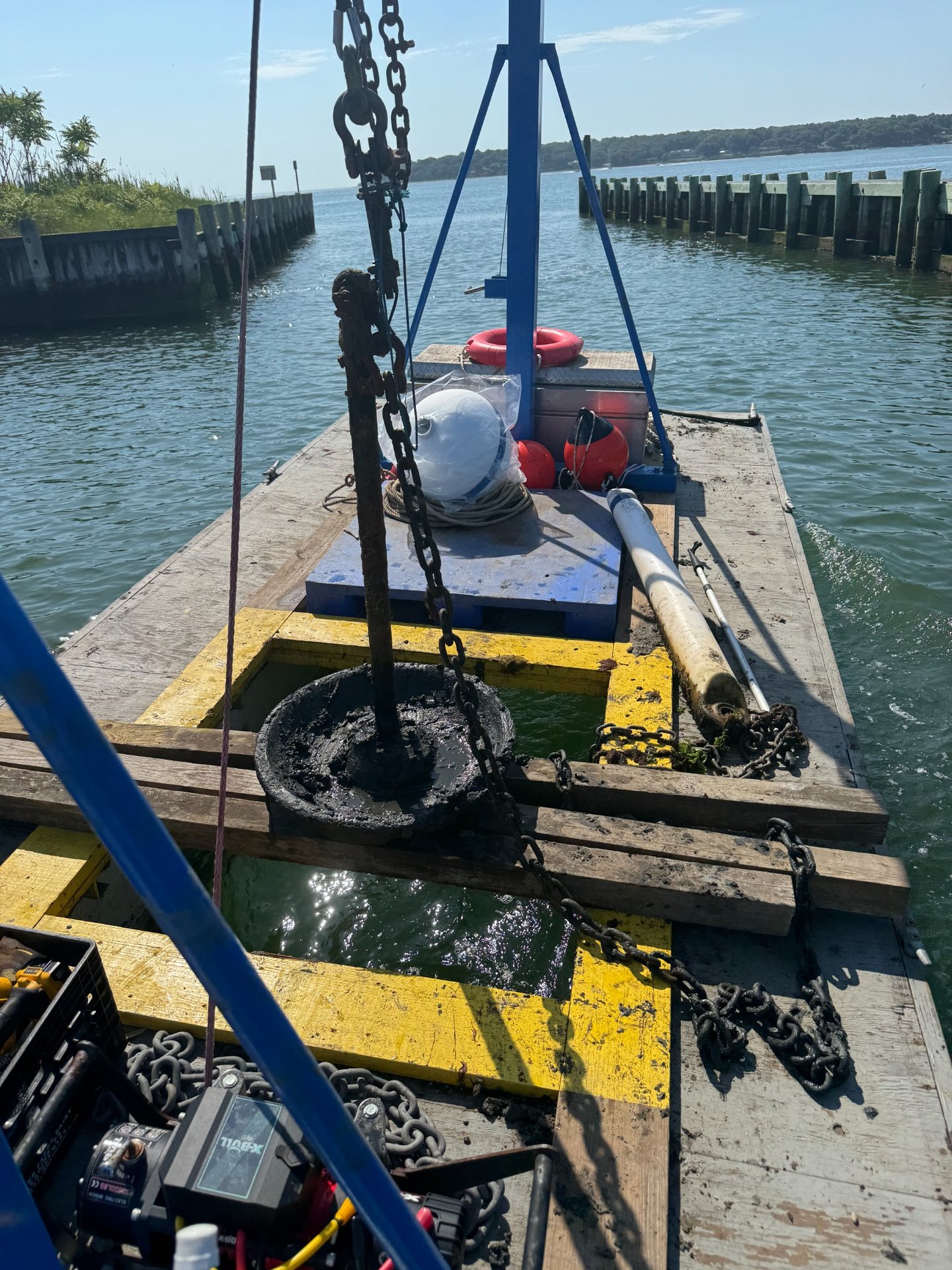 Mooring installation and service at Gull Pond in Southold